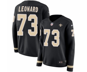 Women's Nike New Orleans Saints #73 Rick Leonard Limited Black Therma Long Sleeve NFL Jersey