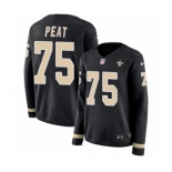 Women's Nike New Orleans Saints #75 Andrus Peat Limited Black Therma Long Sleeve NFL Jersey