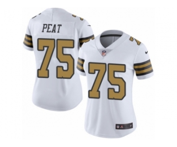 Women's Nike New Orleans Saints #75 Andrus Peat Limited White Rush NFL Jersey