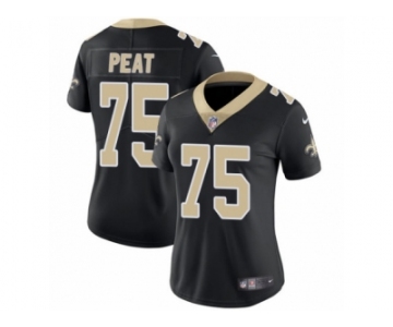 Women's Nike New Orleans Saints #75 Andrus Peat Vapor Untouchable Limited Black Team Color NFL Jersey