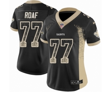 Women's Nike New Orleans Saints #77 Willie Roaf Limited Black Rush Drift Fashion NFL Jersey