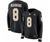 Women's Nike New Orleans Saints #8 Archie Manning Limited Black Therma Long Sleeve NFL Jersey