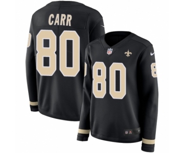 Women's Nike New Orleans Saints #80 Austin Carr Limited Black Therma Long Sleeve NFL Jersey