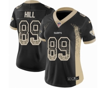 Women's Nike New Orleans Saints #89 Josh Hill Limited Black Rush Drift Fashion NFL Jersey