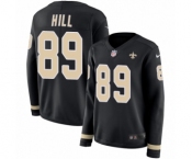 Women's Nike New Orleans Saints #89 Josh Hill Limited Black Therma Long Sleeve NFL Jersey