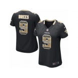 Women's Nike New Orleans Saints #9 Drew Brees Limited Black Strobe NFL Jersey