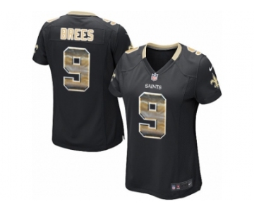 Women's Nike New Orleans Saints #9 Drew Brees Limited Black Strobe NFL Jersey