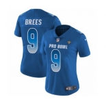 Women's Nike New Orleans Saints #9 Drew Brees Limited Royal Blue NFC 2019 Pro Bowl NFL Jersey