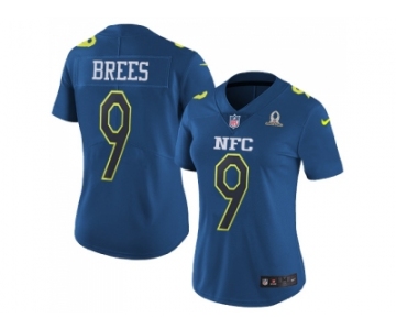 Women's Nike New Orleans Saints #9 Drew Brees Navy Stitched NFL Limited NFC 2017 Pro Bowl Jersey