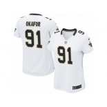 Women's Nike New Orleans Saints #91 Alex Okafor Limited White NFL Jersey