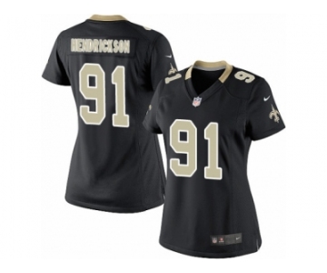 Women's Nike New Orleans Saints #91 Trey Hendrickson Limited Black Team Color NFL Jersey