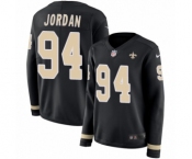 Women's Nike New Orleans Saints #94 Cameron Jordan Limited Black Therma Long Sleeve NFL Jersey