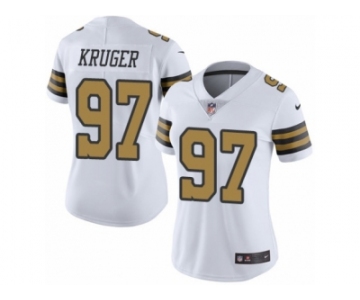 Women's Nike New Orleans Saints #97 Paul Kruger Limited White Rush NFL Jersey