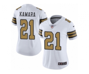 Women's Saints #21 Alvin Kamara White Stitched NFL Limited Rush Jersey