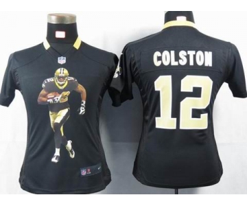 nike women nfl jerseys new orleans saints #12 colston black[portrait fashion]