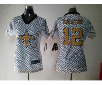 nike women nfl jerseys new orleans saints #12 colston [fem fan zebra]