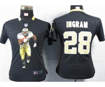 nike women nfl jerseys new orleans saints #28 ingram black[portrait fashion]