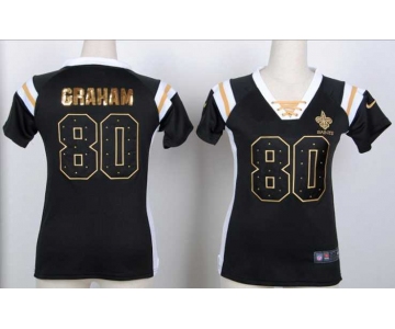 nike women nfl jerseys new orleans saints #80 graham black[fashion Rhinestone sequins]