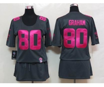 nike women nfl jerseys new orleans saints #80 graham dk.grey[breast cancer awareness]