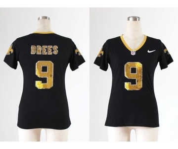 nike women nfl jerseys new orleans saints #9 brees black[刺绣亮片]