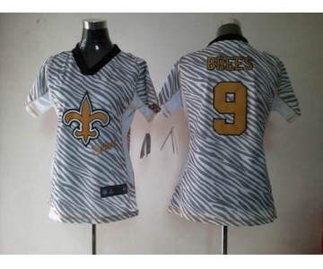 nike women nfl jerseys new orleans saints #9 brees [fem fan zebra]