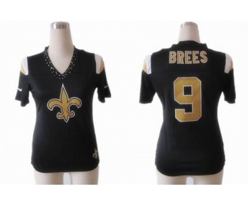 nike women nfl jerseys new orleans saints #9 brees field flirt fashion black[nike 2012]