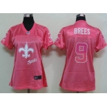 nike women nfl jerseys new orleans saints #9 brees pink[2012 fem fan]