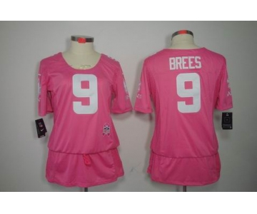 nike women nfl jerseys new orleans saints #9 brees pink[breast cancer awareness]