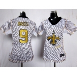 nike women nfl jerseys new orleans saints #9 brees[fem fan zebra]