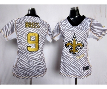 nike women nfl jerseys new orleans saints #9 brees[fem fan zebra]