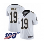 Youth New Orleans Saints #19 Ted Ginn Jr White Vapor Untouchable Limited Player 100th Season Football Jersey