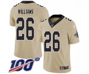 Youth New Orleans Saints #26 P.J. Williams Limited Gold Inverted Legend 100th Season Football Jersey