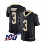 Youth New Orleans Saints #3 Bobby Hebert Black Team Color Vapor Untouchable Limited Player 100th Season Football Jersey