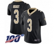 Youth New Orleans Saints #3 Bobby Hebert Black Team Color Vapor Untouchable Limited Player 100th Season Football Jersey