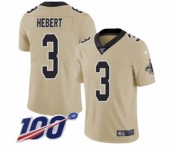 Youth New Orleans Saints #3 Bobby Hebert Limited Gold Inverted Legend 100th Season Football Jersey