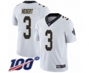 Youth New Orleans Saints #3 Bobby Hebert White Vapor Untouchable Limited Player 100th Season Football Jersey