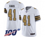 Youth New Orleans Saints #41 Alvin Kamara Limited White Rush Vapor Untouchable 100th Season Football Jersey