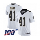 Youth New Orleans Saints #41 Alvin Kamara White Vapor Untouchable Limited Player 100th Season Football Jersey