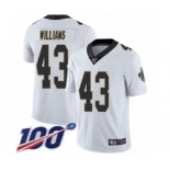 Youth New Orleans Saints #43 Marcus Williams White Vapor Untouchable Limited Player 100th Season Football Jersey