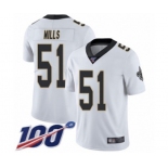 Youth New Orleans Saints #51 Sam Mills White Vapor Untouchable Limited Player 100th Season Football Jersey