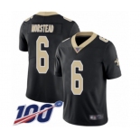 Youth New Orleans Saints #6 Thomas Morstead Black Team Color Vapor Untouchable Limited Player 100th Season Football Jersey