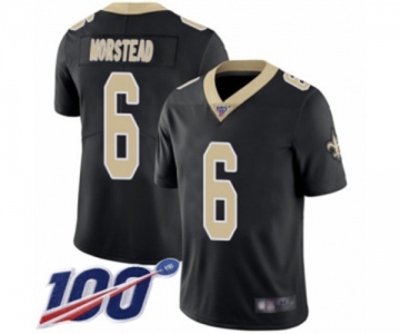 Youth New Orleans Saints #6 Thomas Morstead Black Team Color Vapor Untouchable Limited Player 100th Season Football Jersey