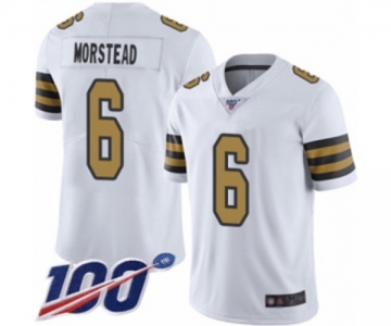 Youth New Orleans Saints #6 Thomas Morstead Limited White Rush Vapor Untouchable 100th Season Football Jersey