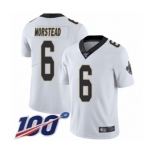 Youth New Orleans Saints #6 Thomas Morstead White Vapor Untouchable Limited Player 100th Season Football Jersey