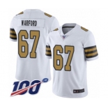 Youth New Orleans Saints #67 Larry Warford Limited White Rush Vapor Untouchable 100th Season Football Jersey