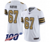 Youth New Orleans Saints #67 Larry Warford Limited White Rush Vapor Untouchable 100th Season Football Jersey