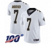 Youth New Orleans Saints #7 Morten Andersen White Vapor Untouchable Limited Player 100th Season Football Jersey