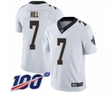 Youth New Orleans Saints #7 Taysom Hill White Vapor Untouchable Limited Player 100th Season Football Jersey