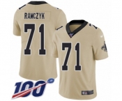 Youth New Orleans Saints #71 Ryan Ramczyk Limited Gold Inverted Legend 100th Season Football Jersey