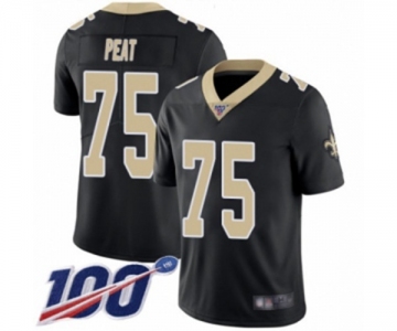 Youth New Orleans Saints #75 Andrus Peat Black Team Color Vapor Untouchable Limited Player 100th Season Football Jersey